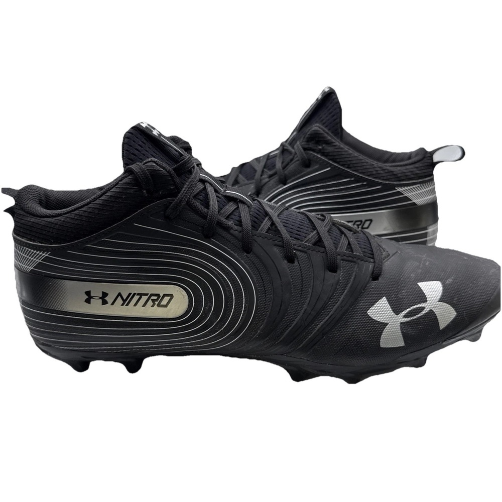 Under Armour Nitro Midβ MC 3000181-001 Black Football Cleats Shoes Mens 13